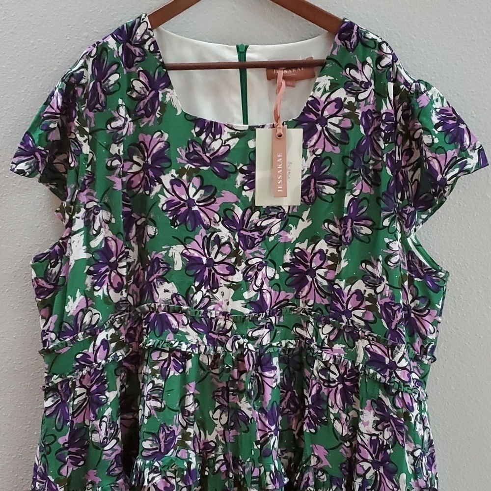 Jessakae Flowers square neck midi dress